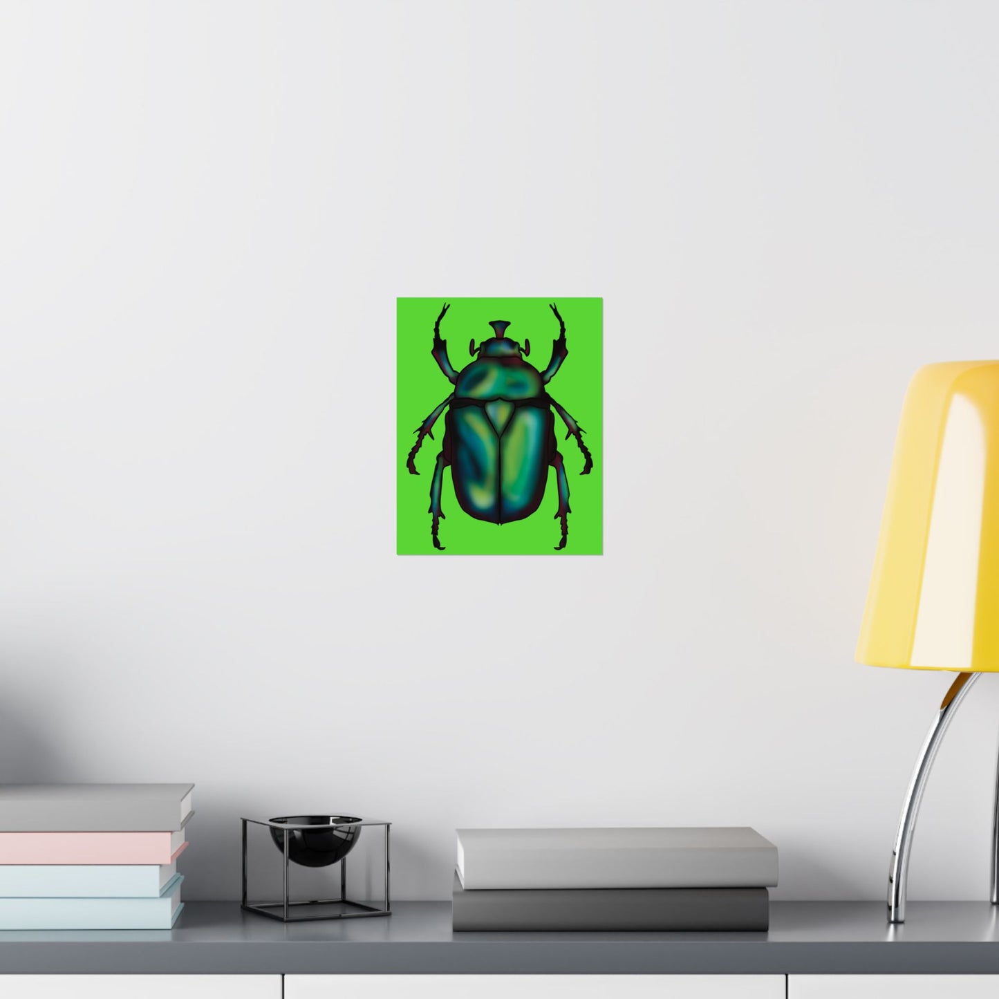 June Bug Wall Art Print, Green Chafer Beetle Poster, Green Nature Insect Decor