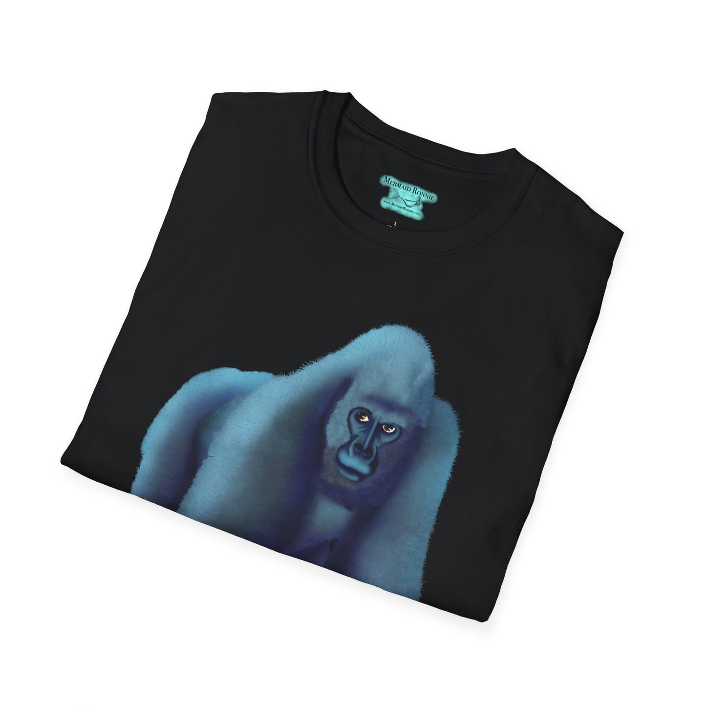 Silverback Gorilla Graphic T-Shirt, Blue Gorilla Wildlife Print, Unisex Gorilla Tee