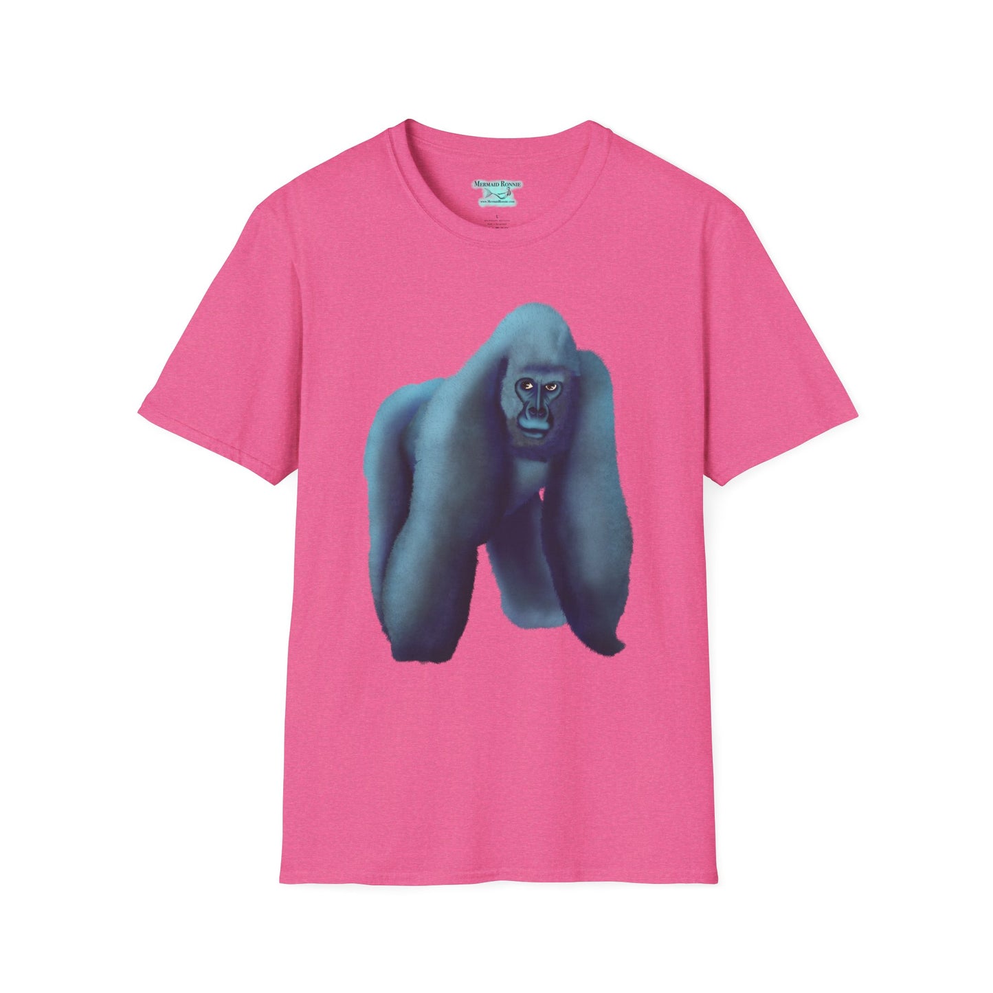 Silverback Gorilla Graphic T-Shirt, Blue Gorilla Wildlife Print, Unisex Gorilla Tee