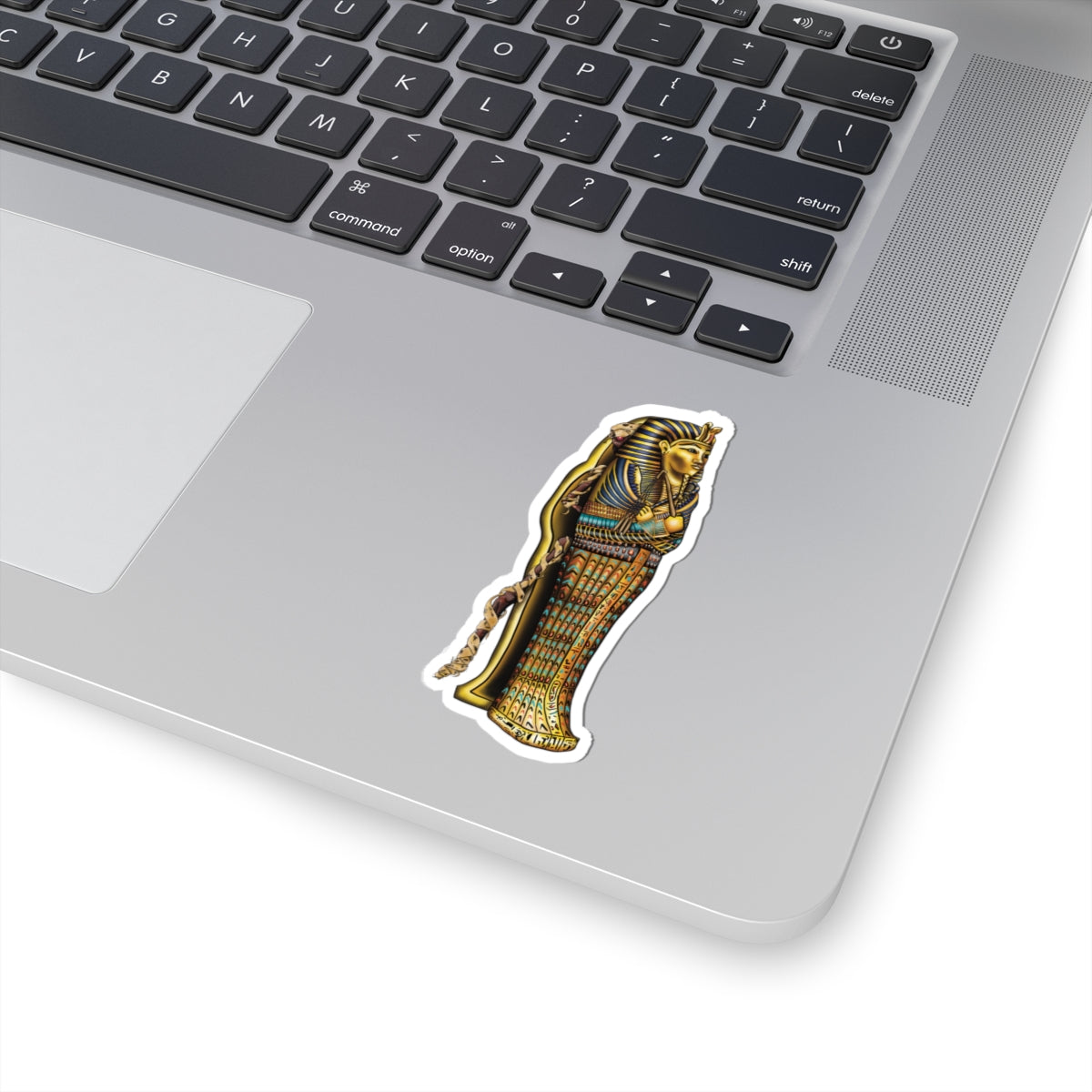 Egyptian Sarcophagus Vinyl Sticker, King Tut Mummy with Glowing Red Eyes Decorative Decal