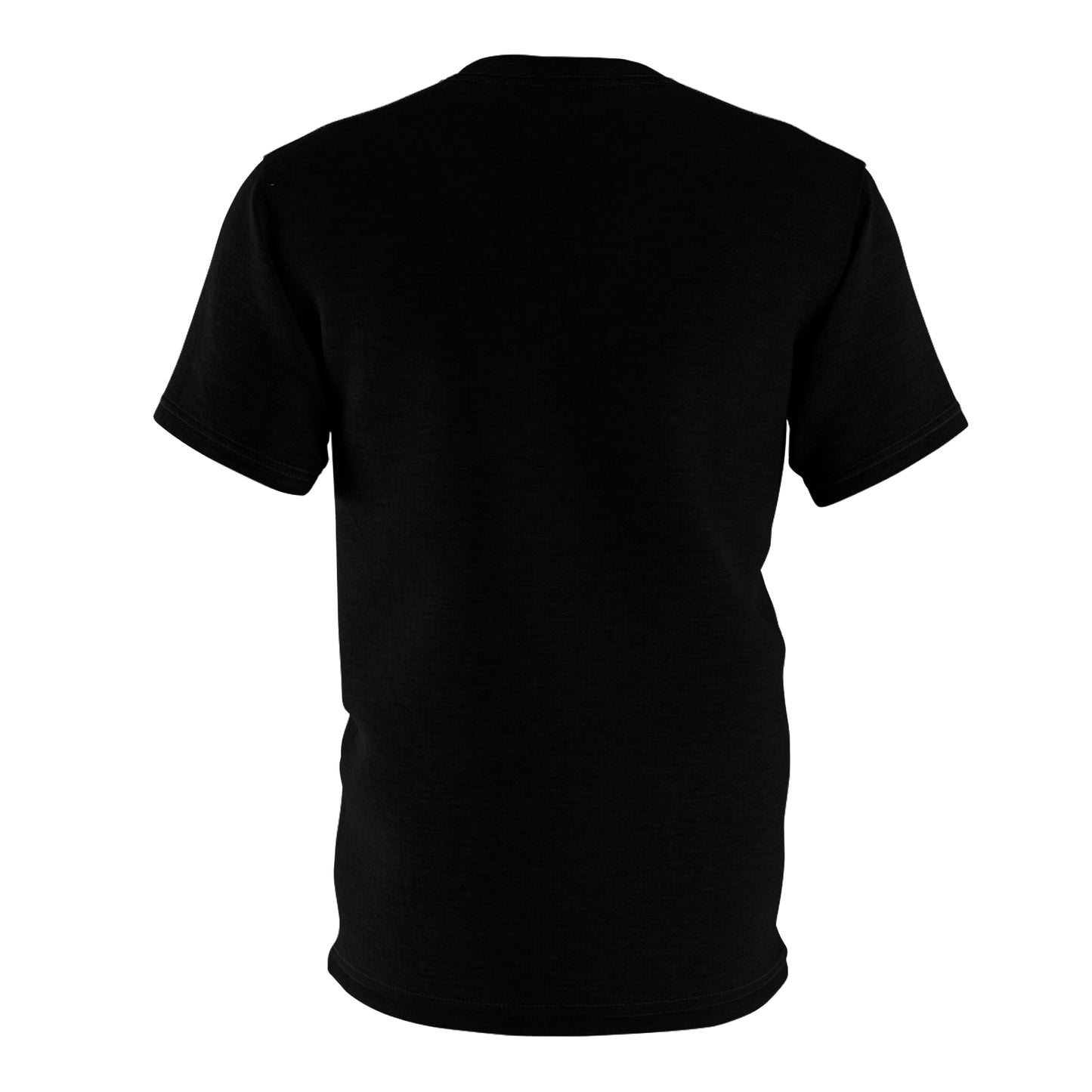 Posterior view of a unisex black athletic t-shirt featuring a clever graphic of a zippered hoodie peeled open to reveal detailed trunk musculature underneath—because who needs X-ray vision when your shirt does the flexing for you?