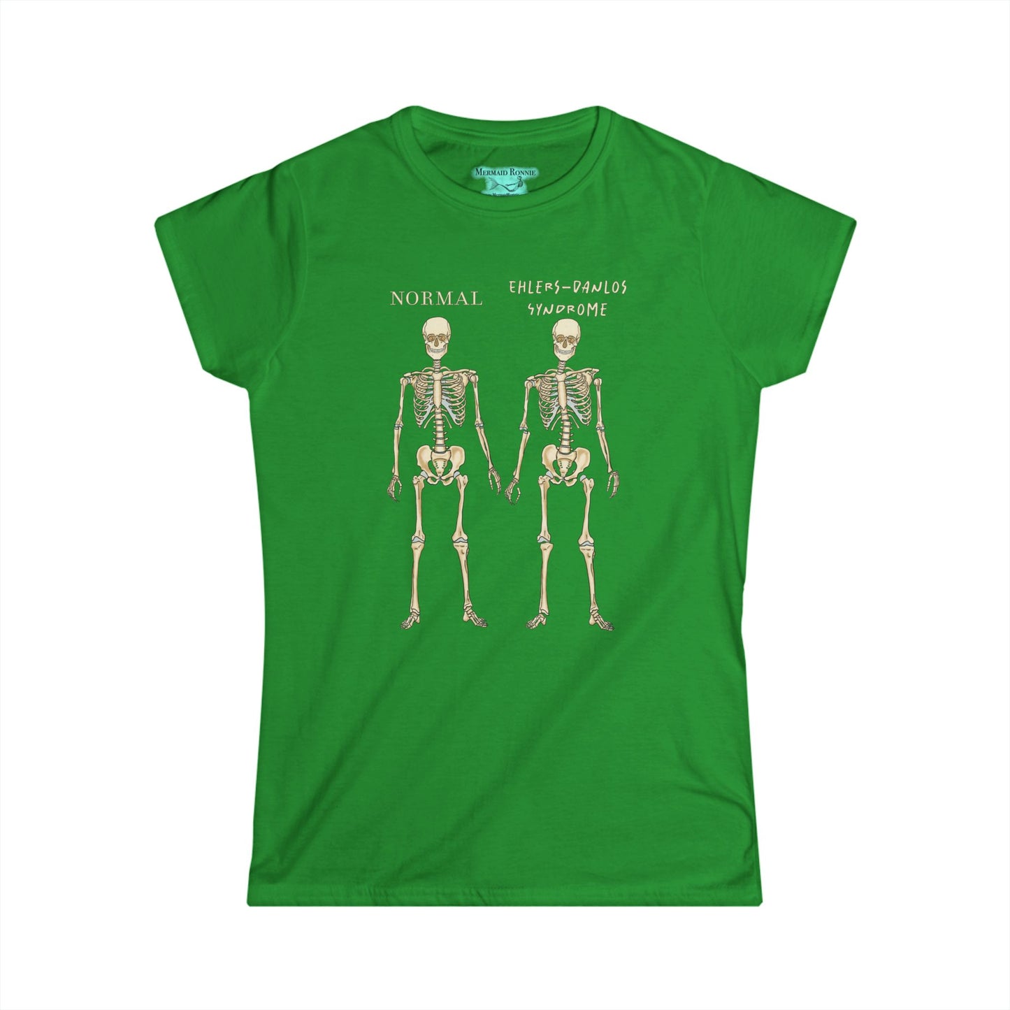 Ehlers Danlos Syndrome Awareness T-Shirt, EDS Skeleton Comparison Women's Tee