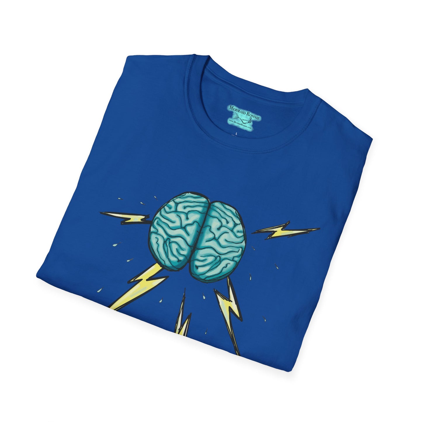 Brainstorm Graphic T-Shirt, Anatomical Brain with Rain and Lightning, Unisex Short Sleeve Tee