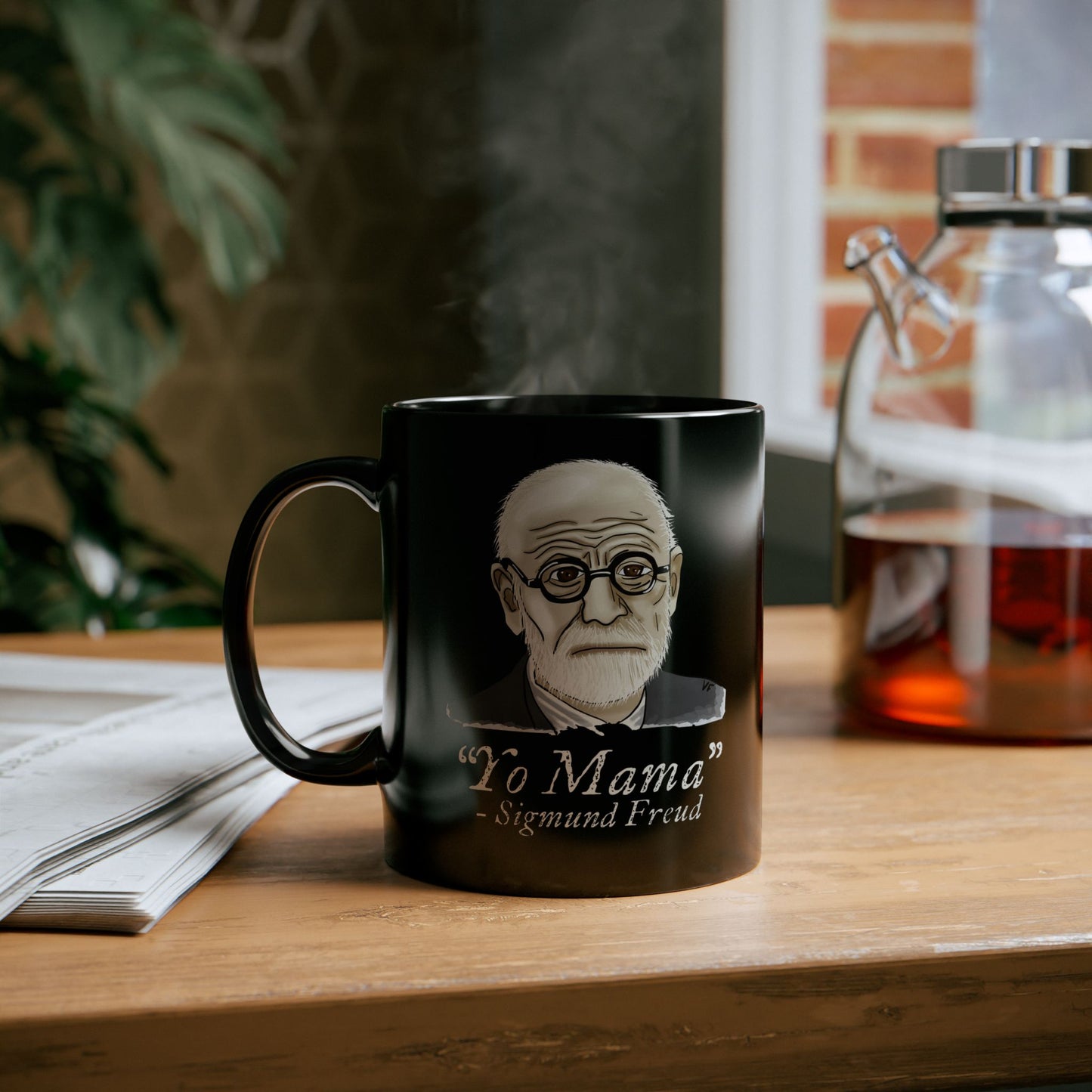 Funny Psychology Mug, Black Sigmund Freud Mug, Yo Mama Joke, Psychology Humor