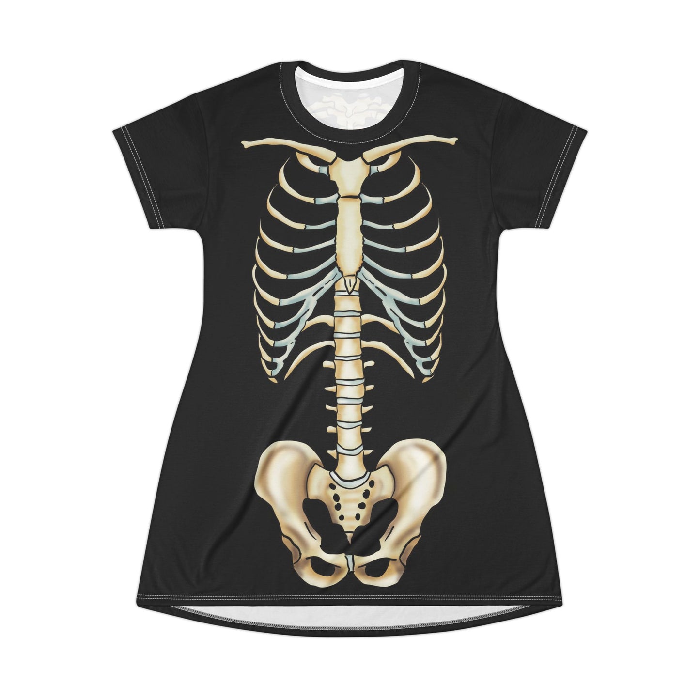 Skeleton T-Shirt Dress, X-Ray Vision Dress, Printed on Front and Back