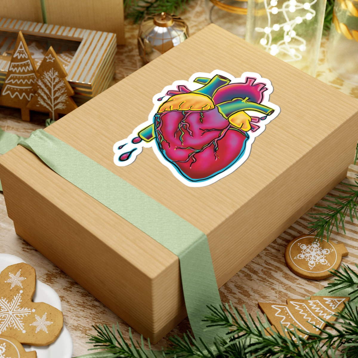 Colorful Anatomical Heart Vinyl Sticker, Neon Medical Art, Cardiology Sticker