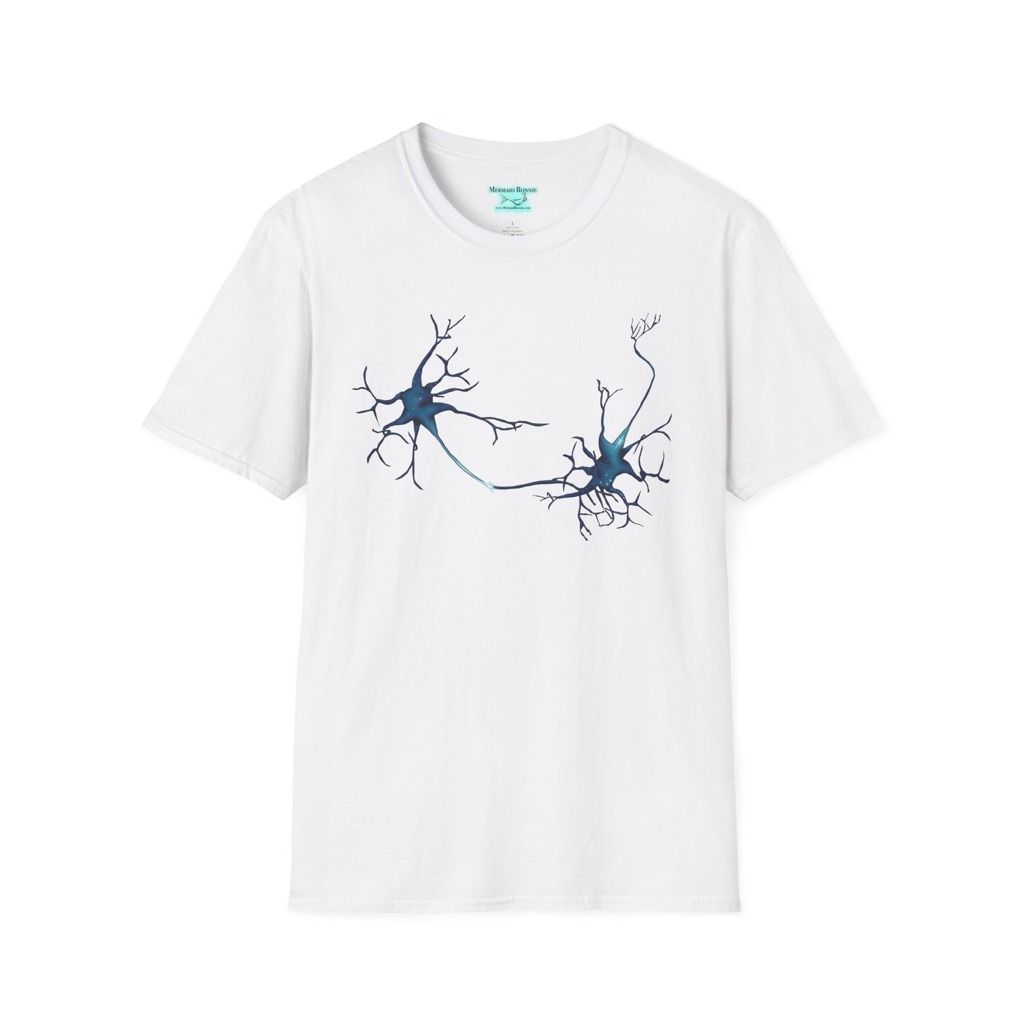 Neuron T-Shirt, Synapse Illustration with Neurotransmitters, Axons, and Dendrites, Unisex Short Sleeve