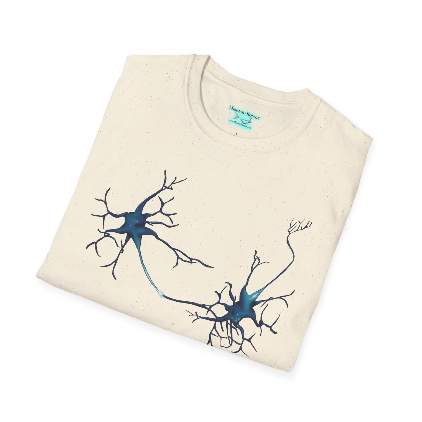 Neuron T-Shirt, Synapse Illustration with Neurotransmitters, Axons, and Dendrites, Unisex Short Sleeve