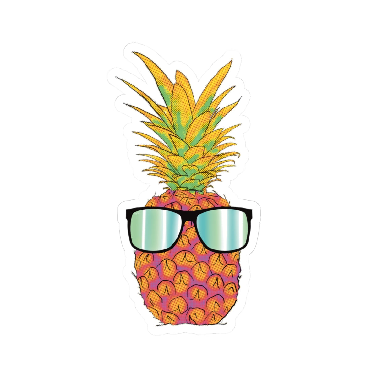 Pineapple in Sunglasses Sticker, Tropical Fruit Vinyl Decal, Summer Vibes Sticker
