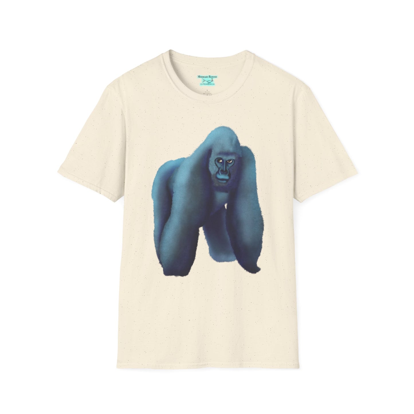 Silverback Gorilla Graphic T-Shirt, Blue Gorilla Wildlife Print, Unisex Gorilla Tee