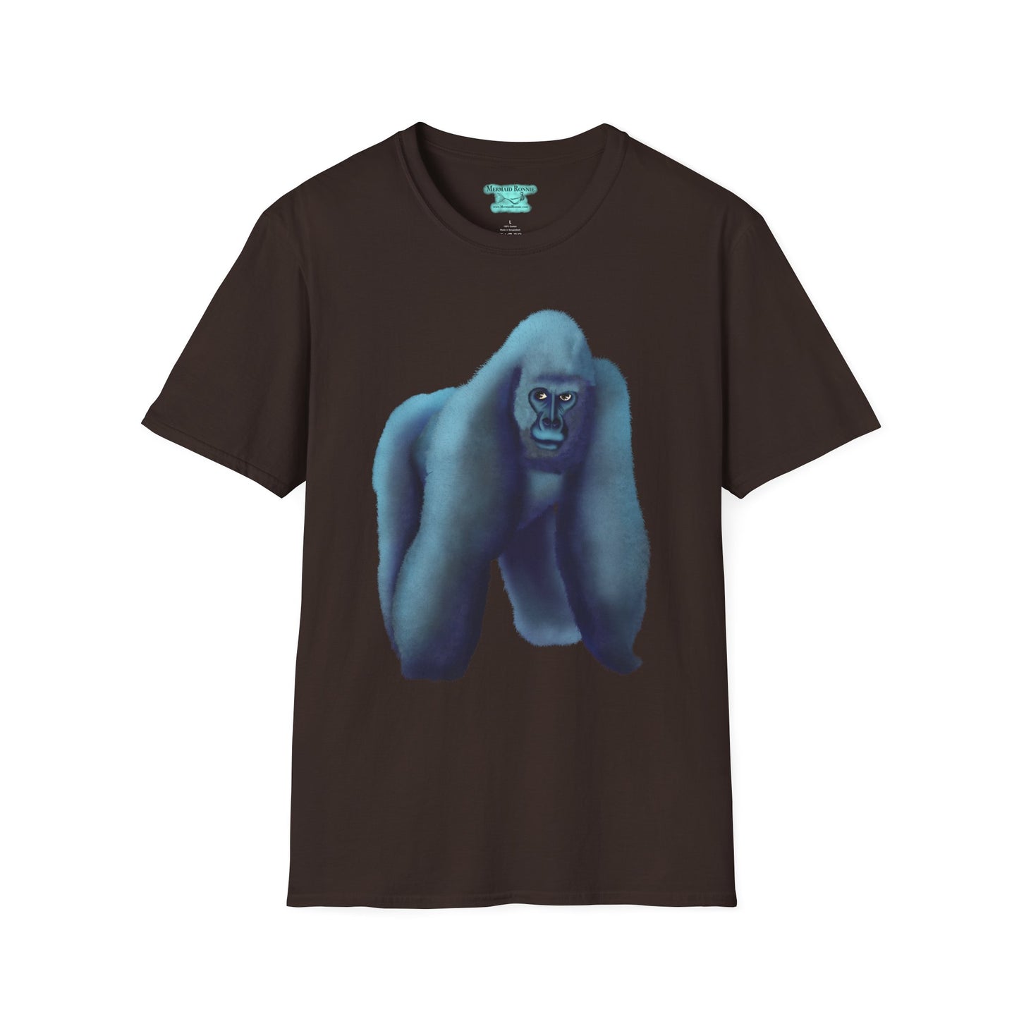 Silverback Gorilla Graphic T-Shirt, Blue Gorilla Wildlife Print, Unisex Gorilla Tee