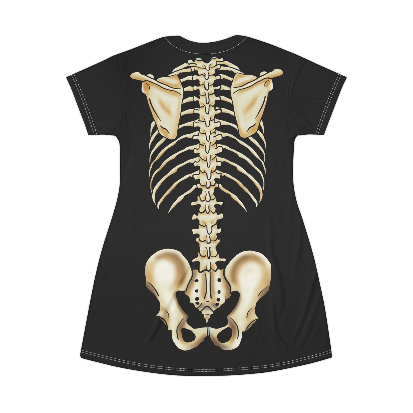 Skeleton T-Shirt Dress, X-Ray Vision Dress, Printed on Front and Back