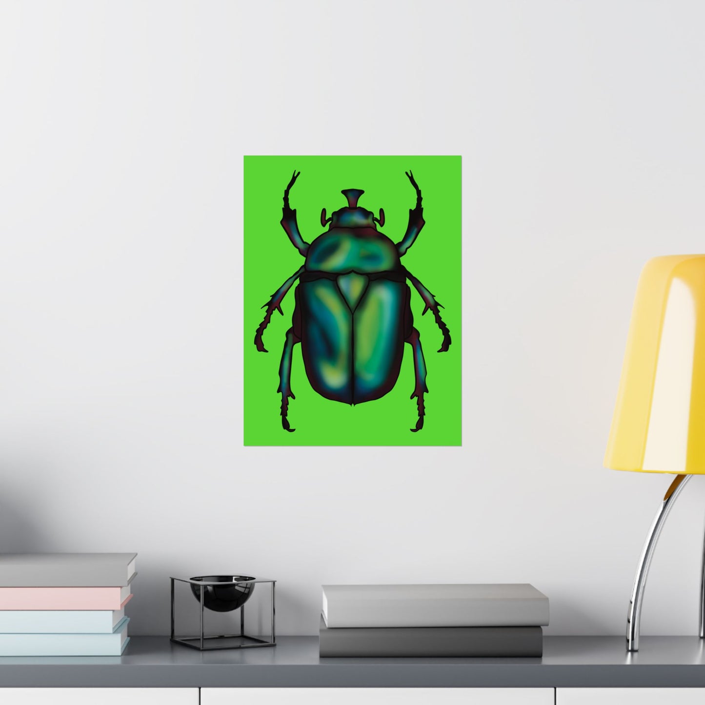 June Bug Wall Art Print, Green Chafer Beetle Poster, Green Nature Insect Decor