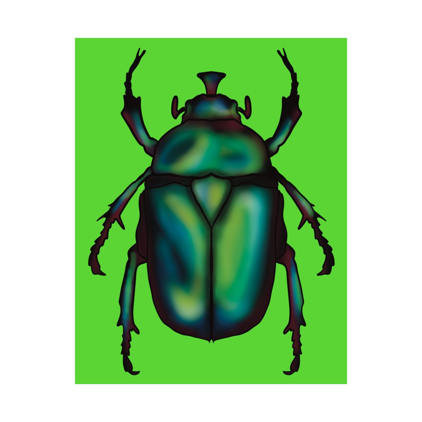 June Bug Wall Art Print, Green Chafer Beetle Poster, Green Nature Insect Decor