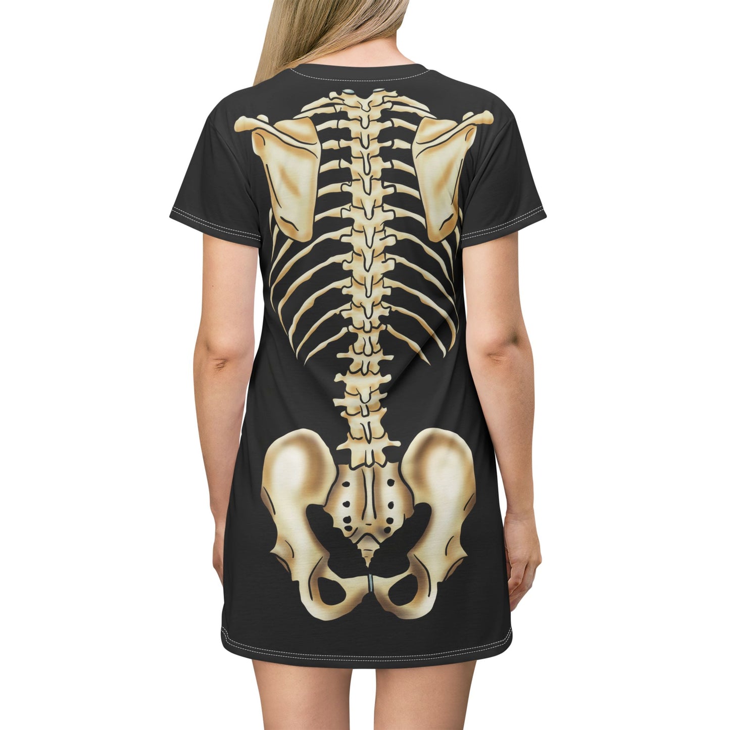 Skeleton T-Shirt Dress, X-Ray Vision Dress, Printed on Front and Back