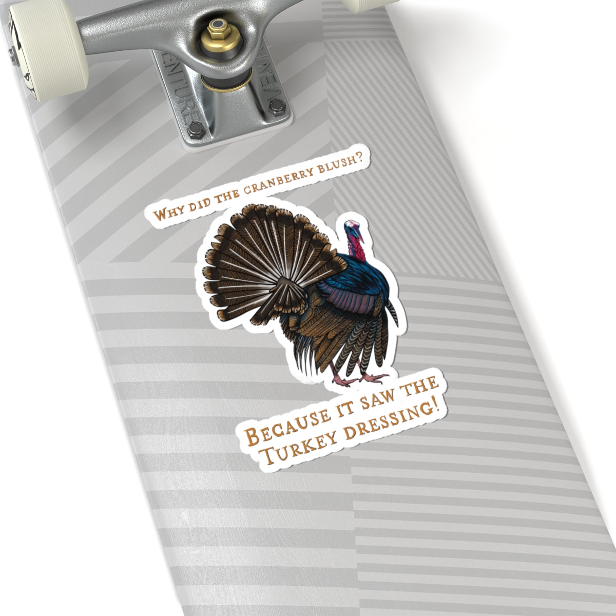 Funny Thanksgiving Turkey Joke Sticker, 'Why Did the Cranberry Blush?', Holiday Party Decor