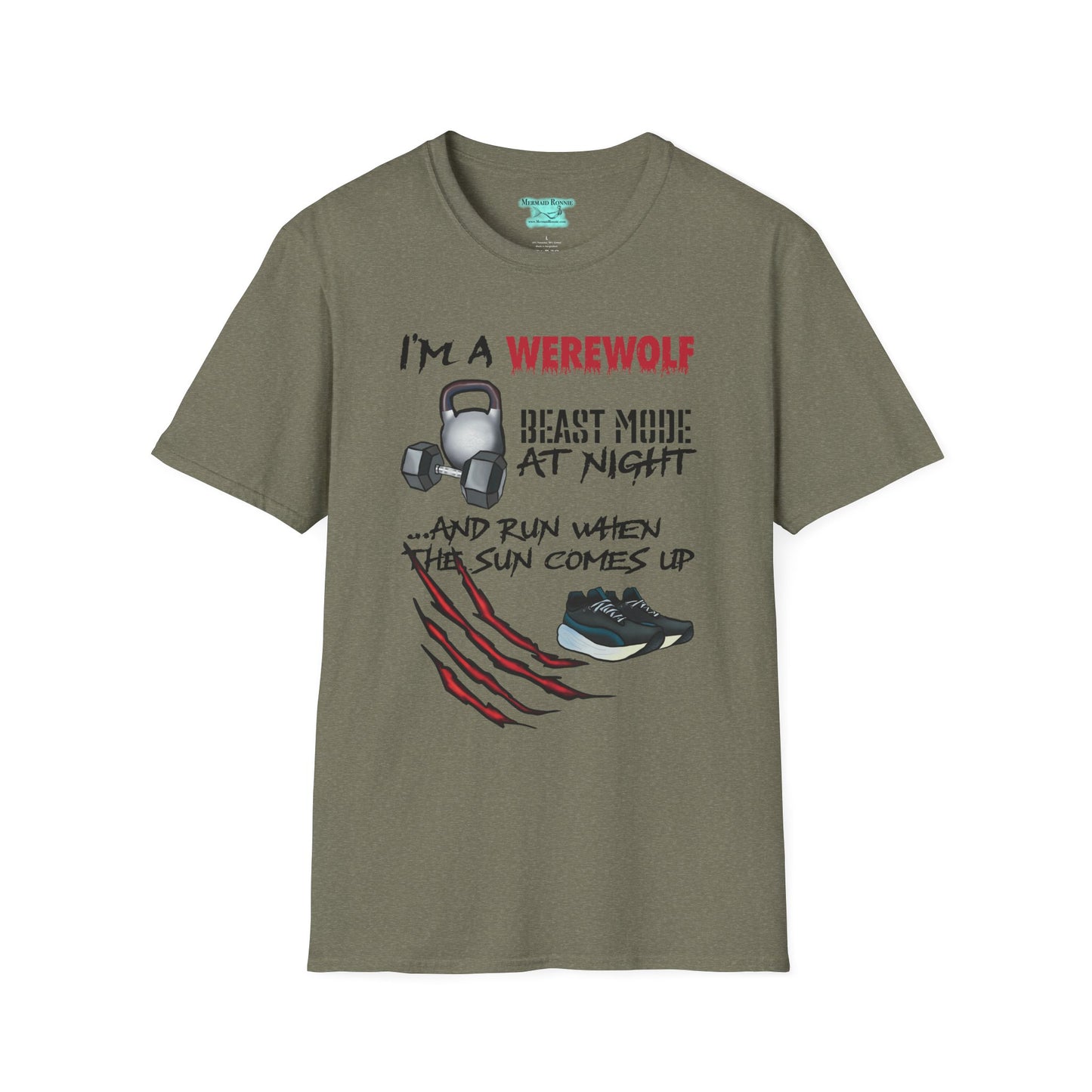 Funny Workout T-Shirt, Werewolf Beast Mode Tee, Unisex Exercise Shirt