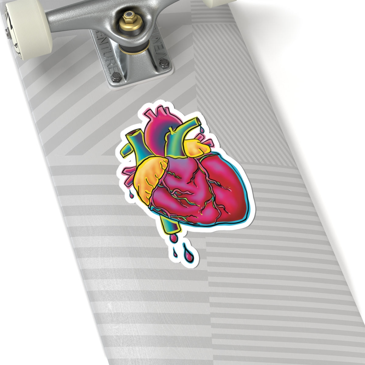 Colorful Anatomical Heart Vinyl Sticker, Neon Medical Art, Cardiology Sticker