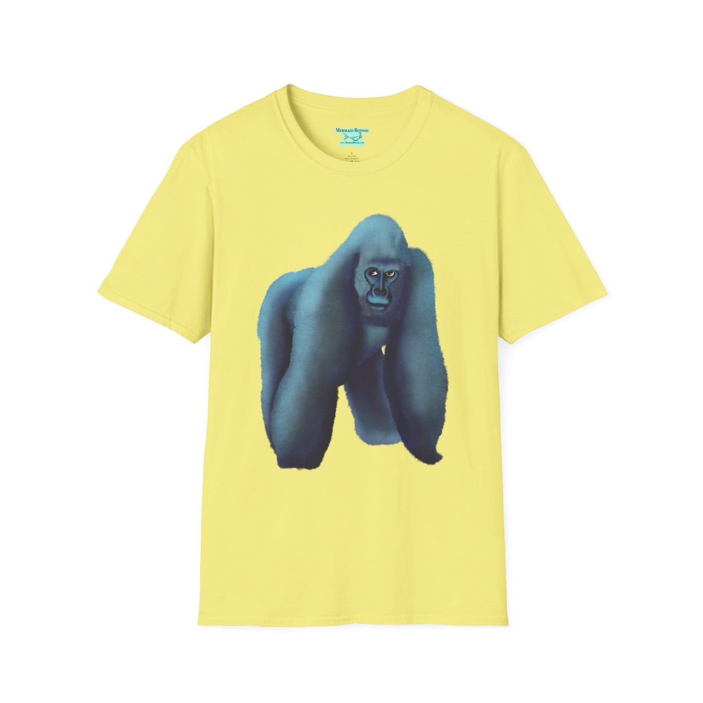 Silverback Gorilla Graphic T-Shirt, Blue Gorilla Wildlife Print, Unisex Gorilla Tee