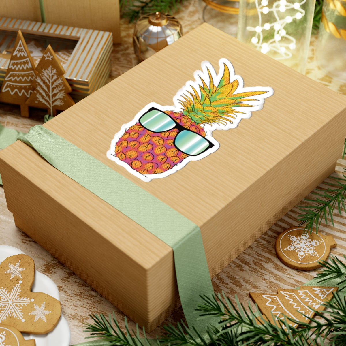 Pineapple in Sunglasses Sticker, Tropical Fruit Vinyl Decal, Summer Vibes Sticker