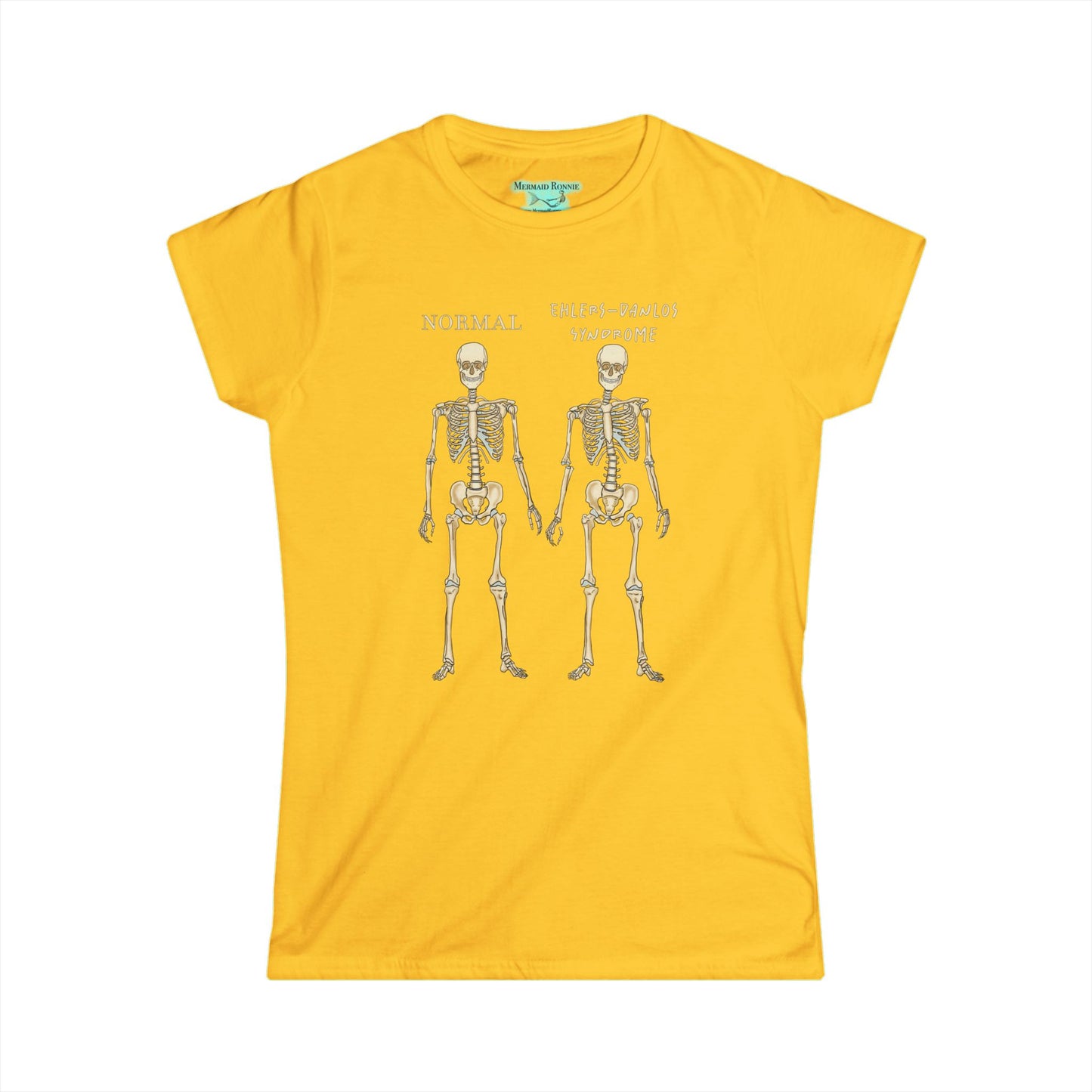Ehlers Danlos Syndrome Awareness T-Shirt, EDS Skeleton Comparison Women's Tee