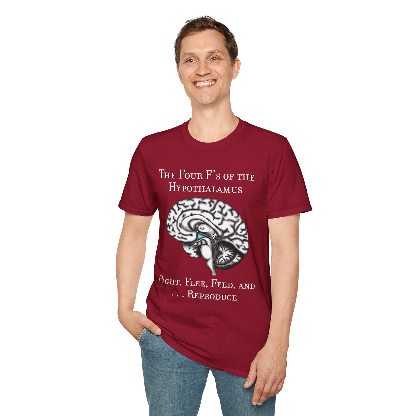 Funny Neuroscience T-Shirt, Brain Hypothalamus Graphic Tee, Four F’s of the Hypothalamus, Anatomy Gift, Educational Humor
