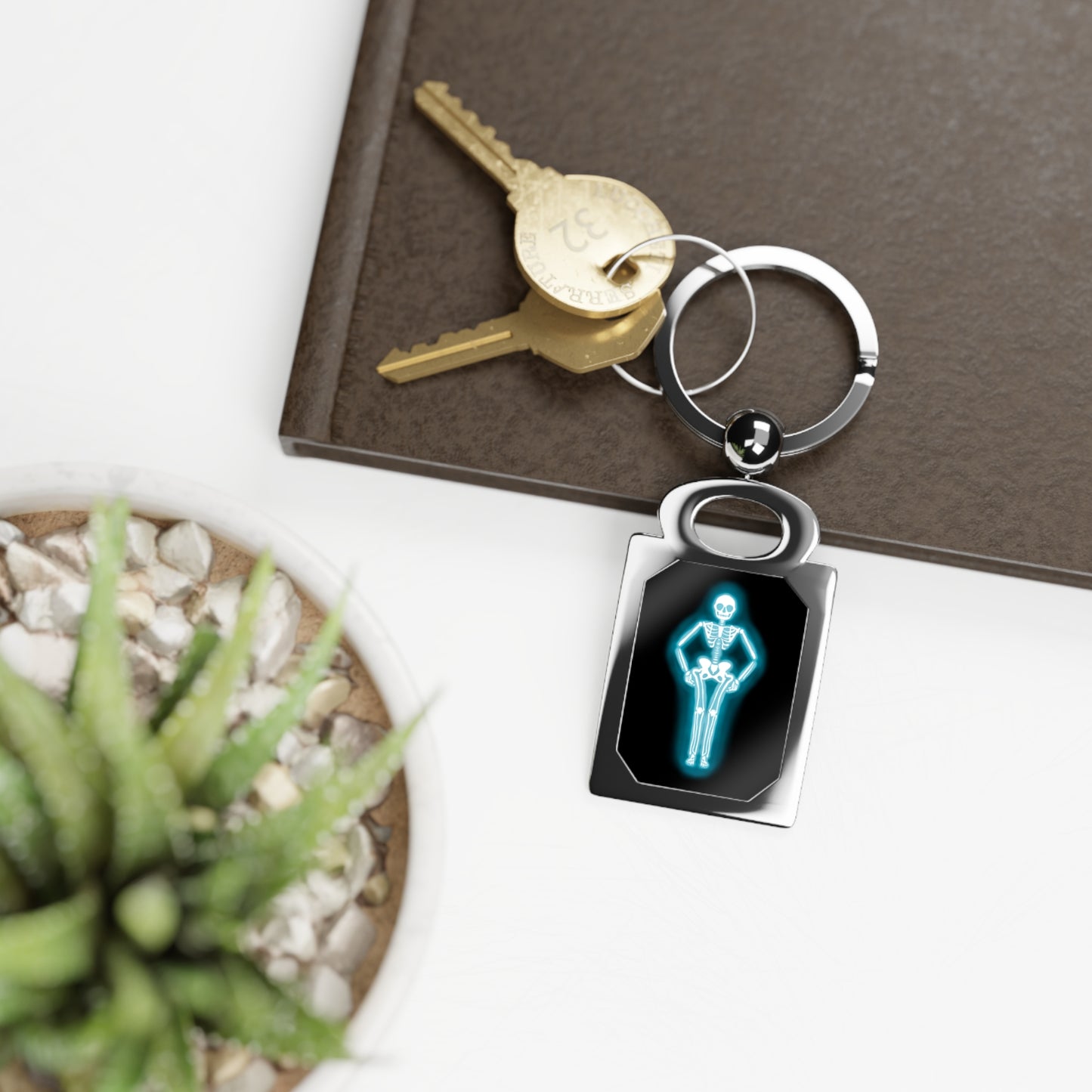 Neon Skeleton Keychain, Anatomy Keyring, Glowing Skeleton