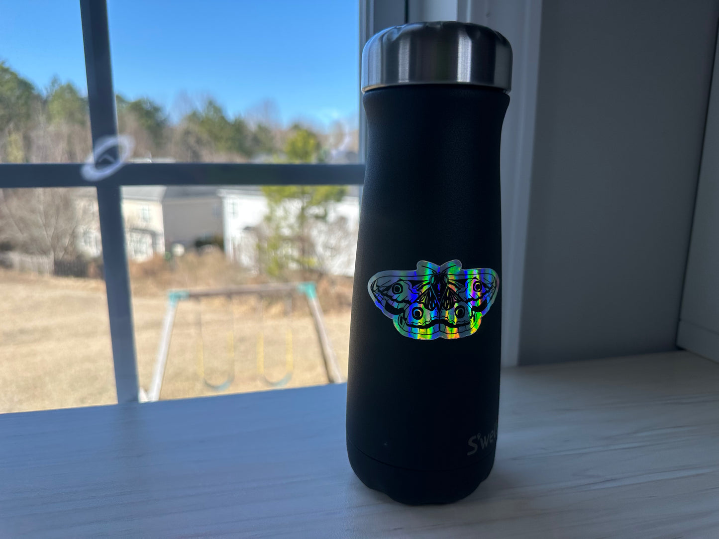 Holographic Moth Sticker, Rainbow Color Effect, Butterfly Sticker, Laptop Sticker, Waterbottle Sticker, Holographic Insect Sticker