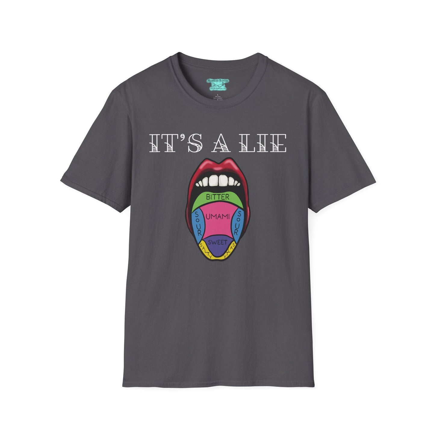 Tongue Taste Map T-Shirt, Funny Anatomy Unisex Short-Sleeve Tee, It’s a Lie Conspiracy