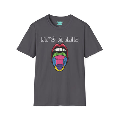 Tongue Taste Map T-Shirt, Funny Anatomy Unisex Short-Sleeve Tee, It’s a Lie Conspiracy