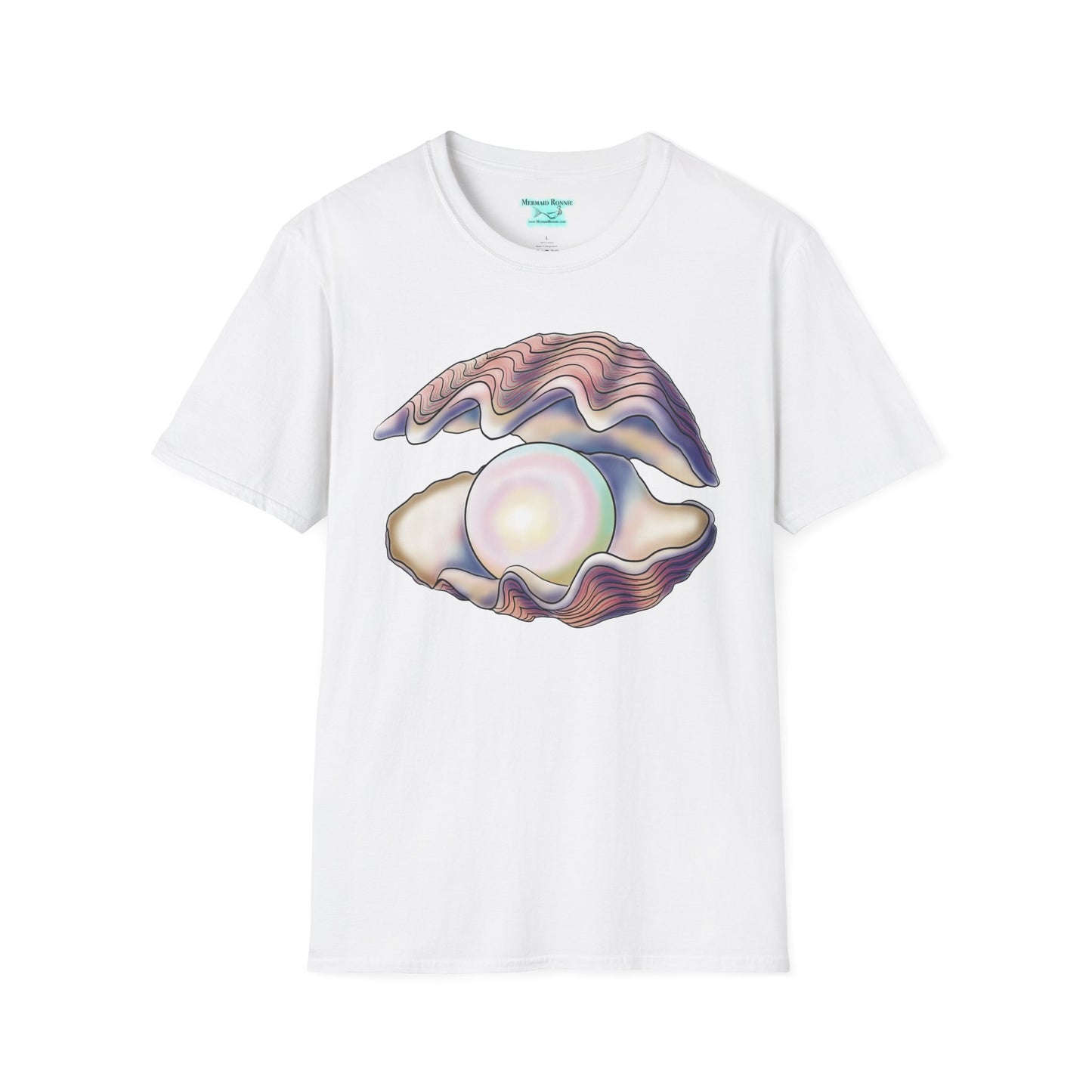 Pearl Oyster Graphic T-Shirt, Unisex Pastel Marine-Inspired Shirt, 30th Anniversary Gift