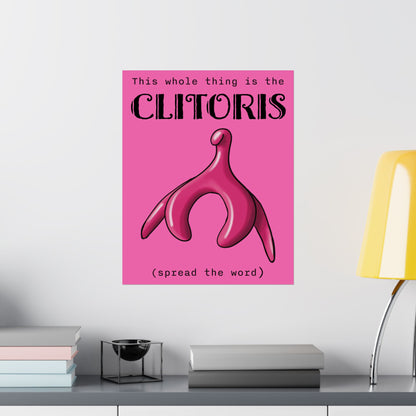 Clitoris Art Print, Female Reproductive Health Awareness Poster, Pink Anatomical Vulva Wall Art