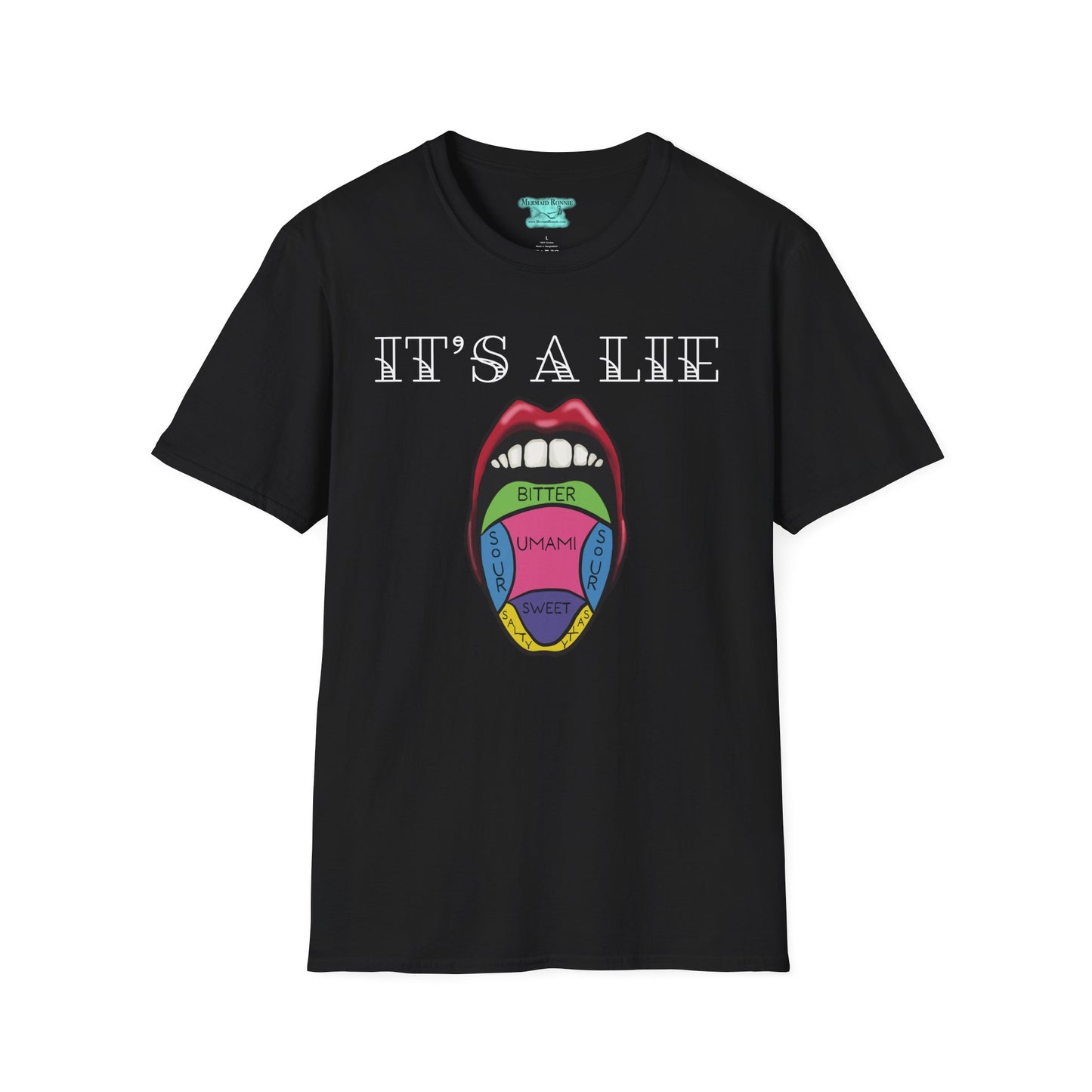 Tongue Taste Map T-Shirt, Funny Anatomy Unisex Short-Sleeve Tee, It’s a Lie Conspiracy
