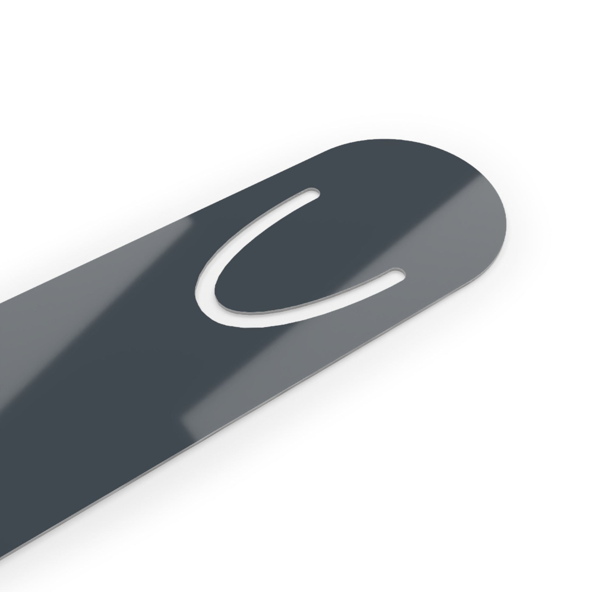 Close view of a dark grey-blue aluminum bookmark featuring a portrait of Sigmund Freud with humorous text that reads 'Yo Mama – Sigmund Freud.