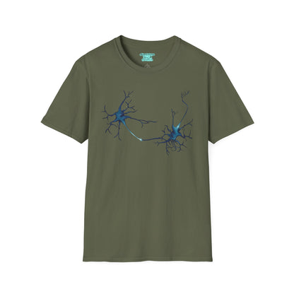 Neuron T-Shirt, Synapse Illustration with Neurotransmitters, Axons, and Dendrites, Unisex Short Sleeve