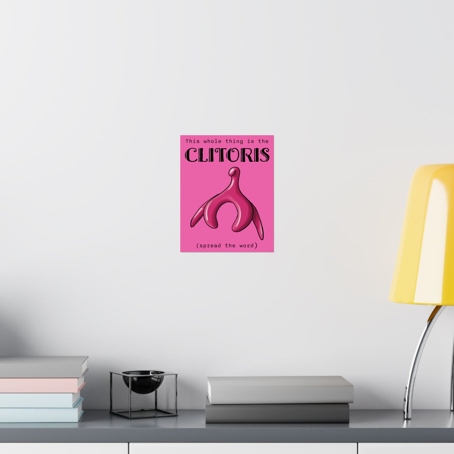 Clitoris Art Print, Female Reproductive Health Awareness Poster, Pink Anatomical Vulva Wall Art