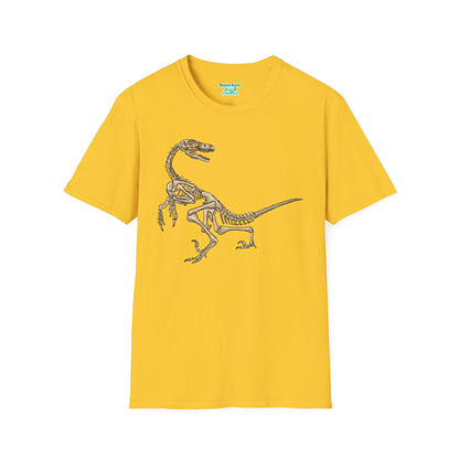 Velociraptor Graphic Tee, Dinosaur Skeleton T-Shirt, Fossil Unisex Short Sleeve Tee