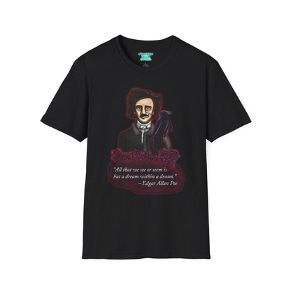 Edgar Allan Poe T-Shirt, Unisex Gothic Literary Tee, Raven and Roses