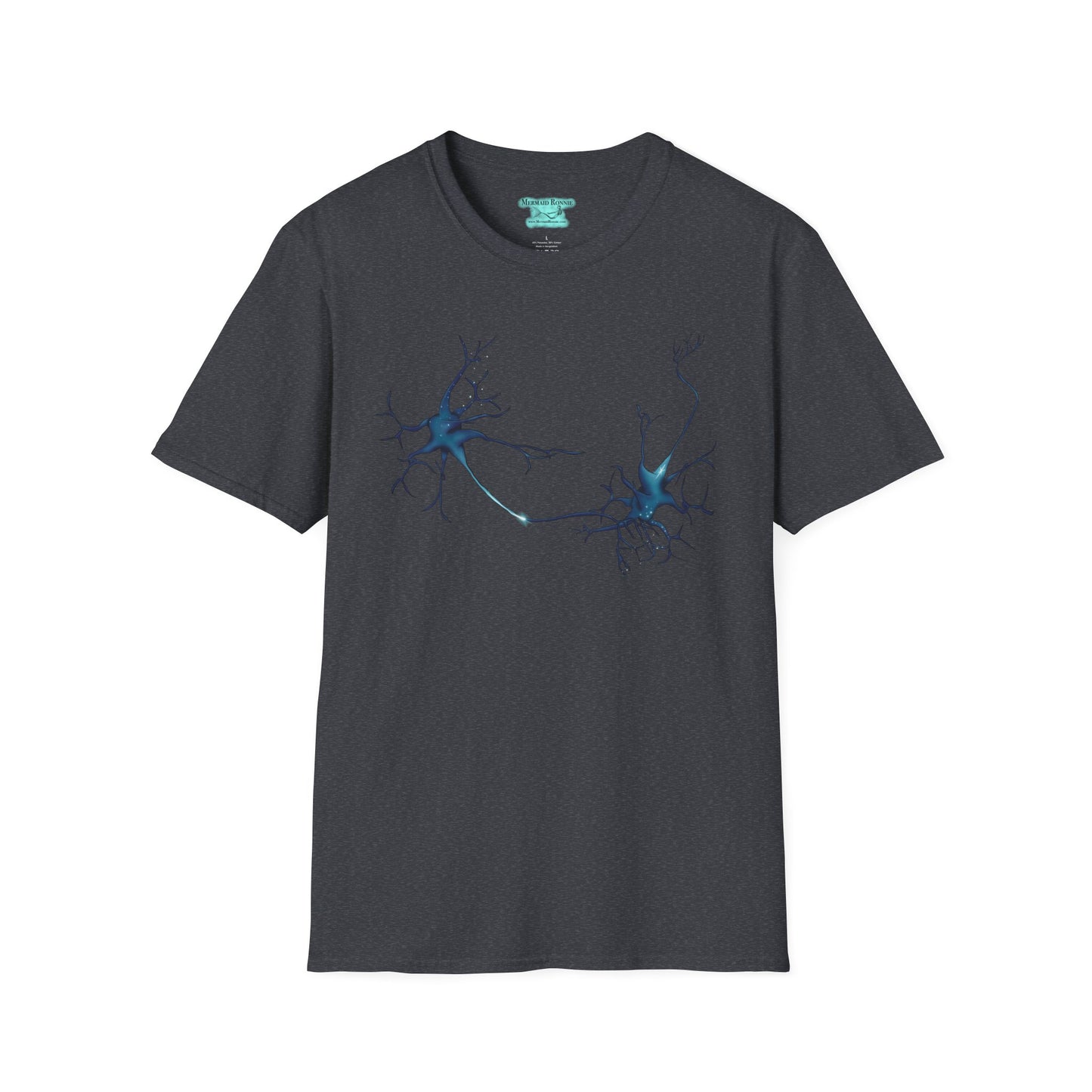 Neuron T-Shirt, Synapse Illustration with Neurotransmitters, Axons, and Dendrites, Unisex Short Sleeve