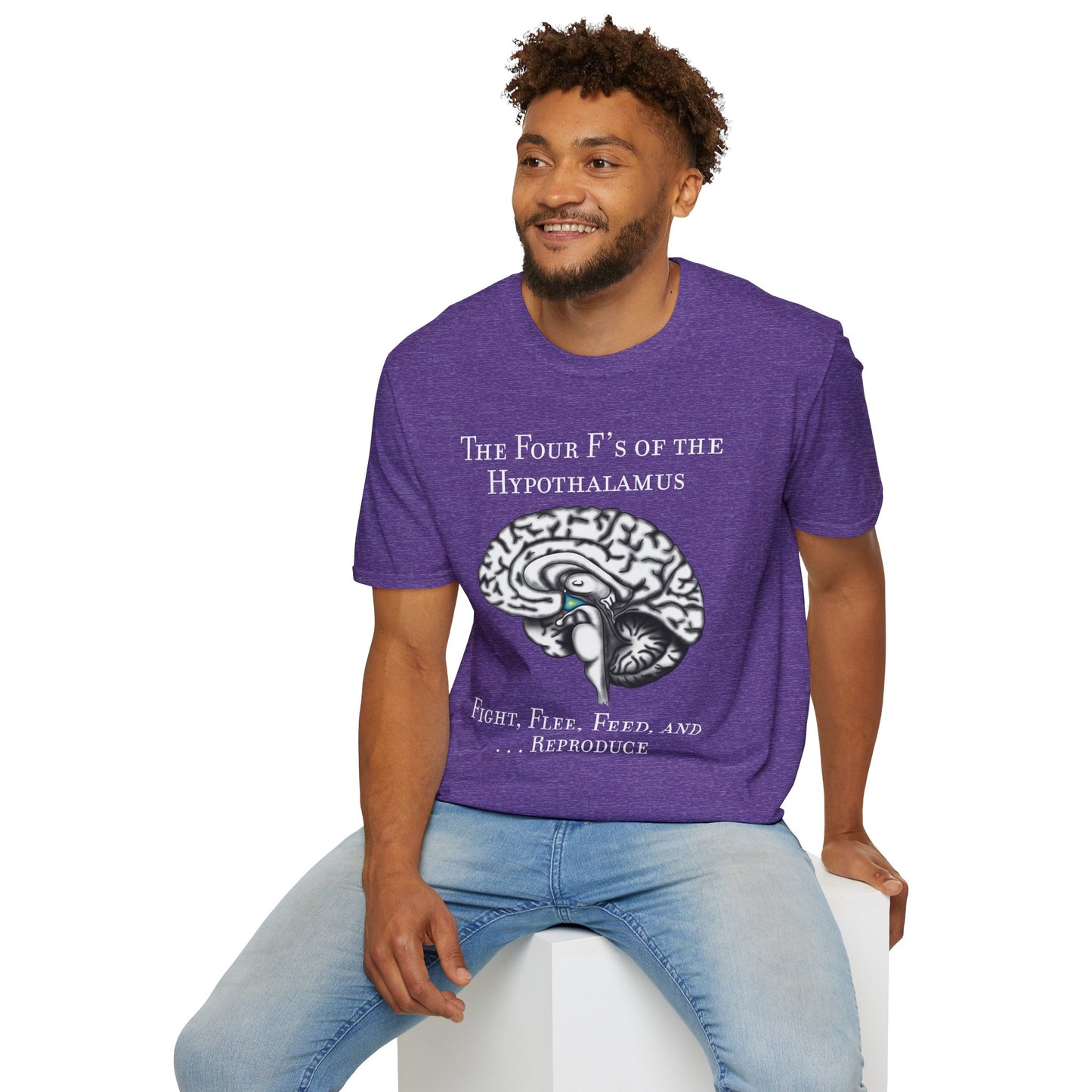 Funny Neuroscience T-Shirt, Brain Hypothalamus Graphic Tee, Four F’s of the Hypothalamus, Anatomy Gift, Educational Humor