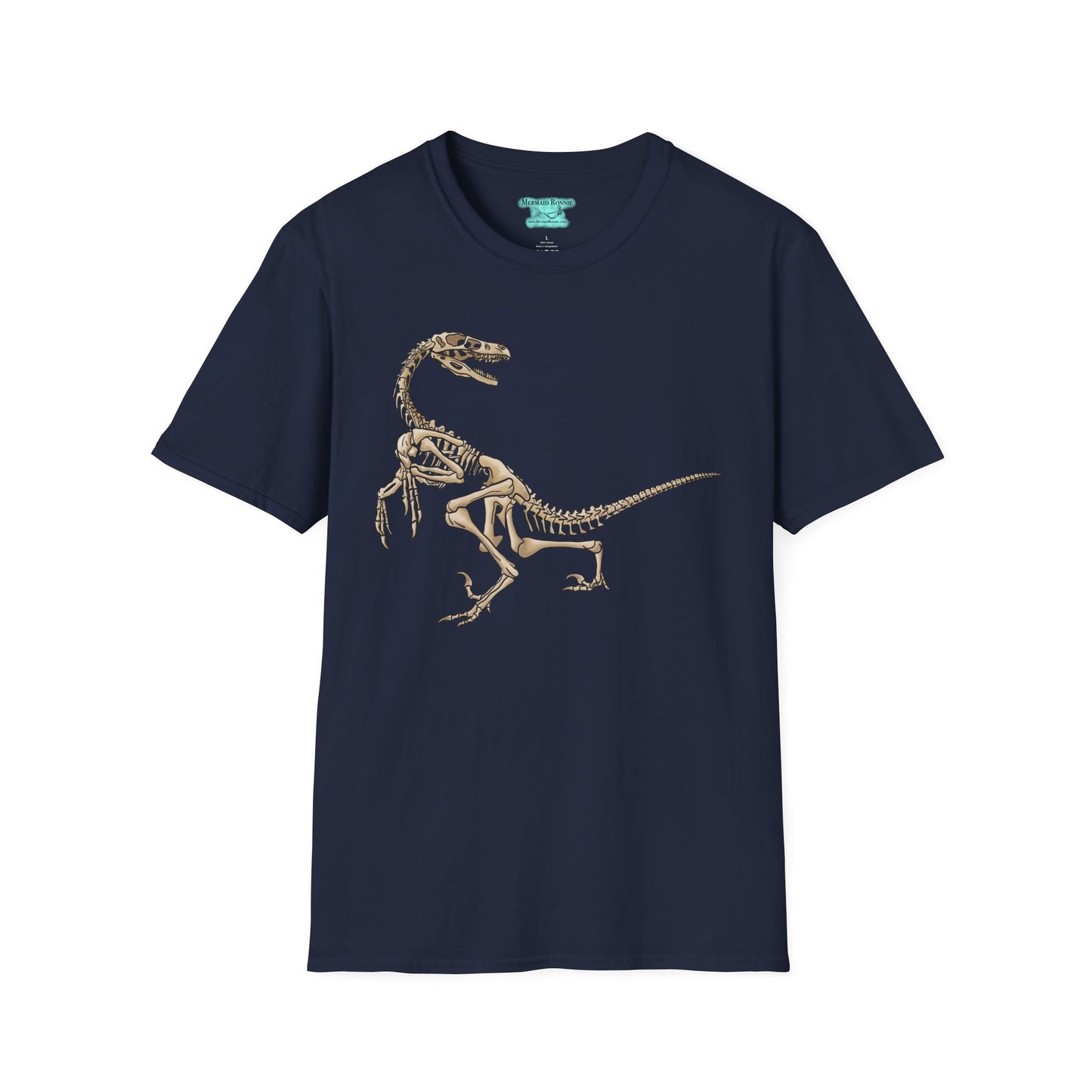 Velociraptor Graphic Tee, Dinosaur Skeleton T-Shirt, Fossil Unisex Short Sleeve Tee