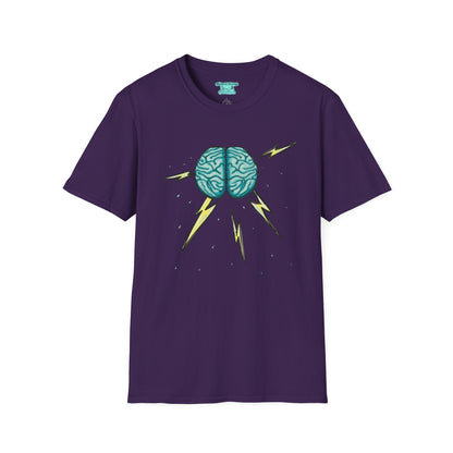 Brainstorm Graphic T-Shirt, Anatomical Brain with Rain and Lightning, Unisex Short Sleeve Tee