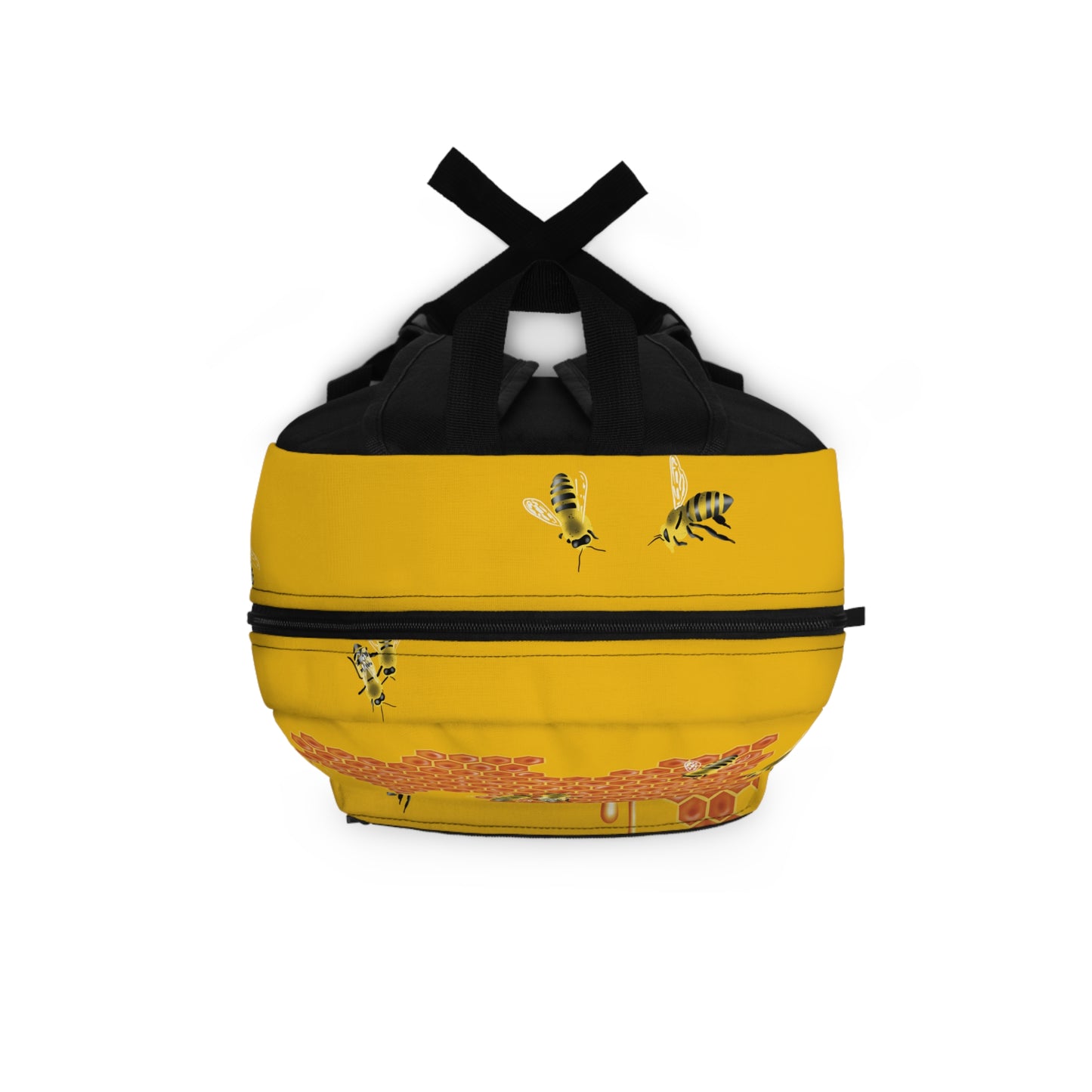 Honeybee Backpack, Yellow Canvas Backpack, Honeycomb with Dripping Honey, Save the Bees, Buzzing Behive