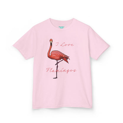 I Love Flamingos Kids T-Shirt, Animal Facts, Front and Back Print