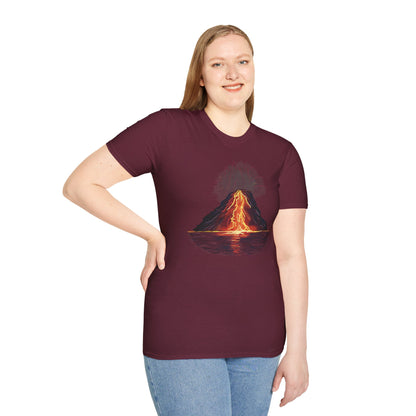 Volcano Graphic T-Shirt, Unisex Nature Tee, Volcanic Eruption