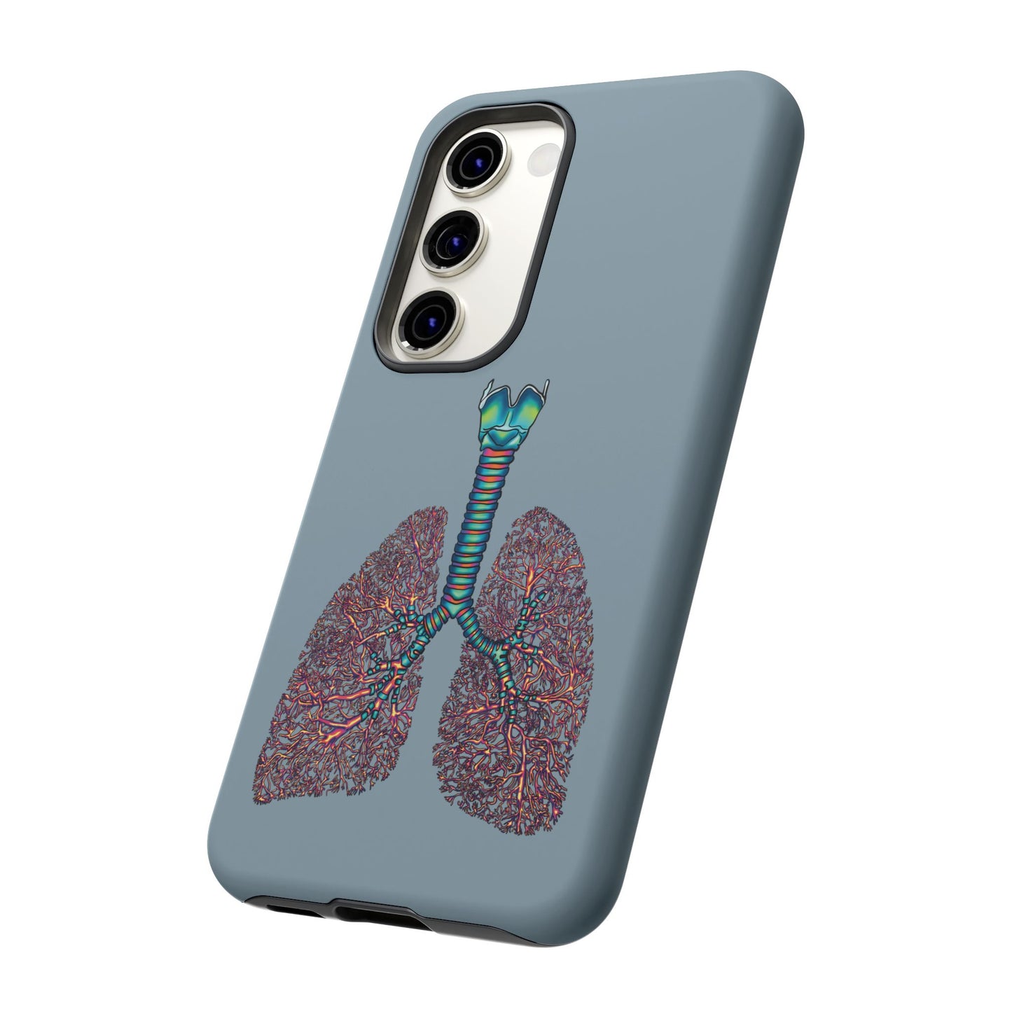 Anatomical Lungs Phone Case, Respiratory System Medical Art, Blue-Gray Protective Cover for iPhone, Google Pixel, Samsung Galaxy