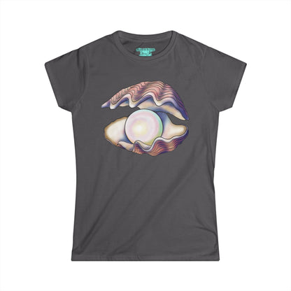 Pearl in Oyster Graphic T-Shirt, Women's Tee, Iridescent Shell Design