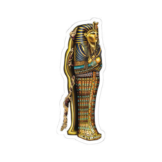 Egyptian Sarcophagus Vinyl Sticker, King Tut Mummy with Glowing Red Eyes Decorative Decal