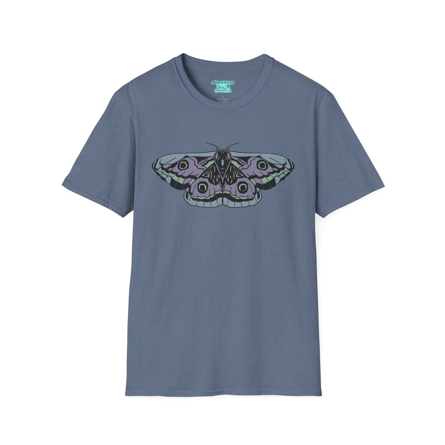Moth Graphic T-Shirt, Purple and Blue Butterfly Tee, Unisex Insect Shirt