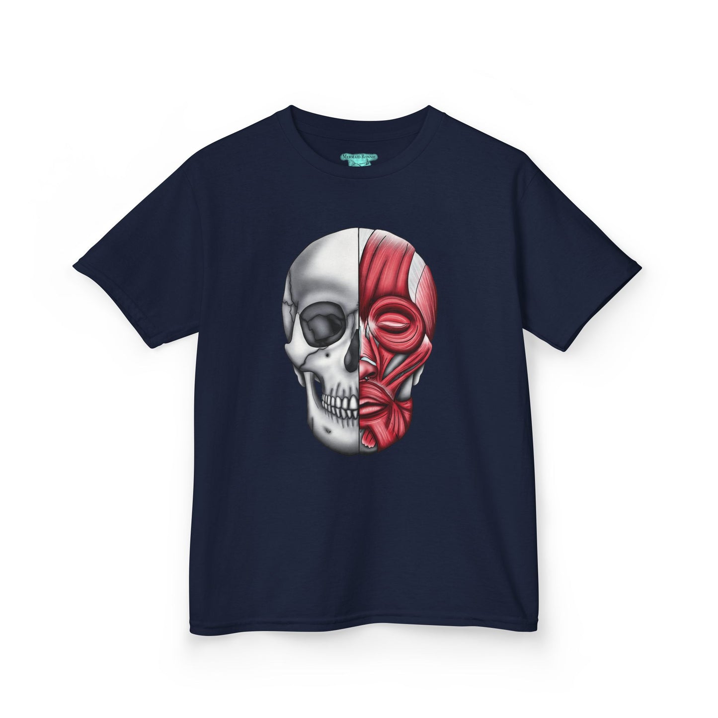 Kids’ Anatomical Skull T-Shirt, Educational Facial Muscle Graphic Tee, Unisex Short Sleeve
